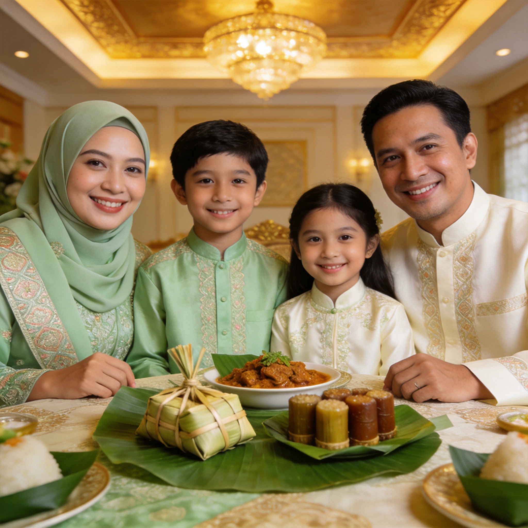 Malaysian family Hari Raya feast
